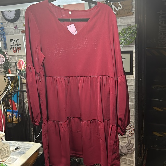 Amoretu Women Summer Tunic Dress V Neck Casual Loose Flowy Swing Shift Dresses - Picture 3 of 3